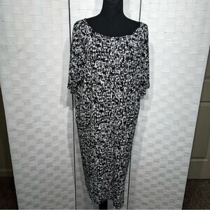 J. Jill Wearever Collection Black And White Geometric Print Shift Dress Size XL